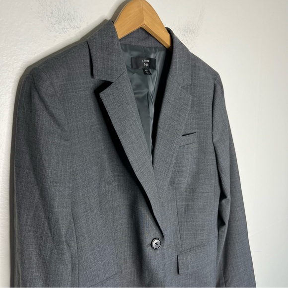 J. Crew Gray Blazer Wool blend Sz 6 Tall Button Closure - Picture 4 of 7